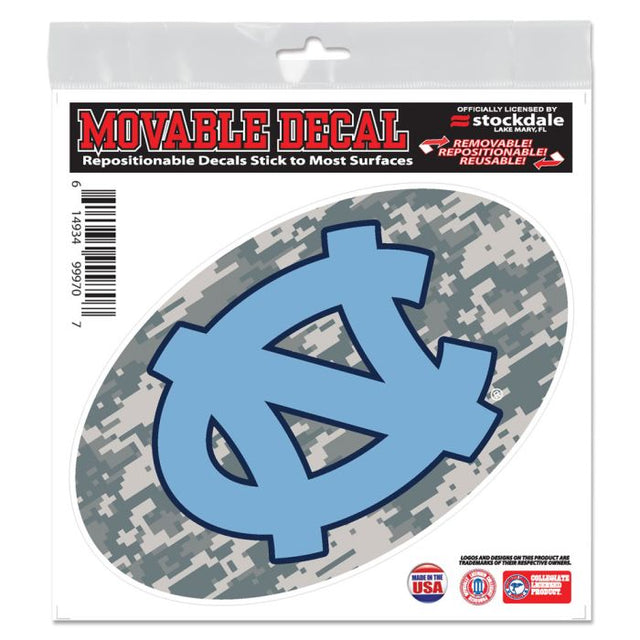 Calcomanía para todo tipo de superficies con diseño de camuflaje de los Tar Heels de Carolina del Norte, 6" x 6"