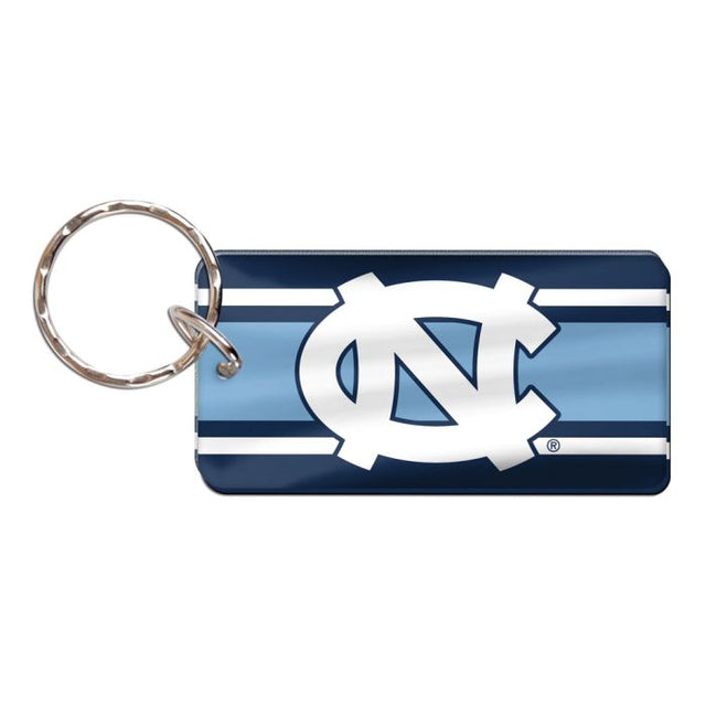 Llavero rectangular con rayas de los Tar Heels de Carolina del Norte