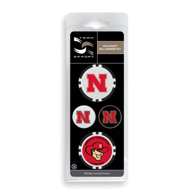 Juego de cuatro marcadores de pelota de los Nebraska Cornhuskers