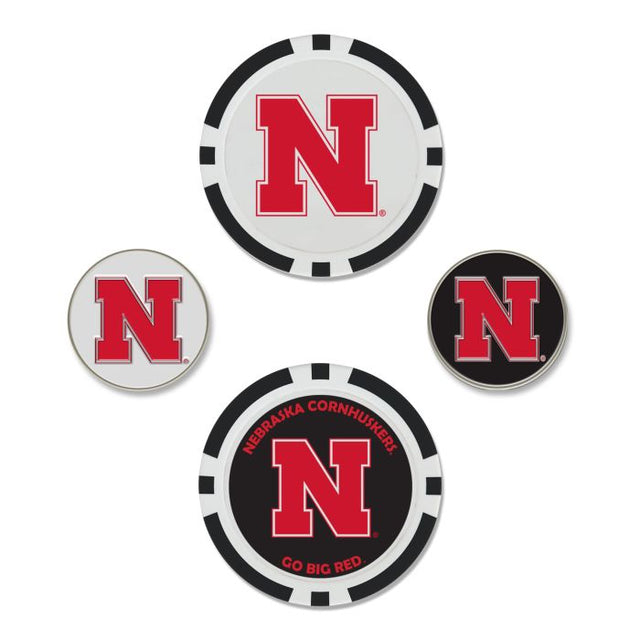 Juego de cuatro marcadores de pelota de los Nebraska Cornhuskers