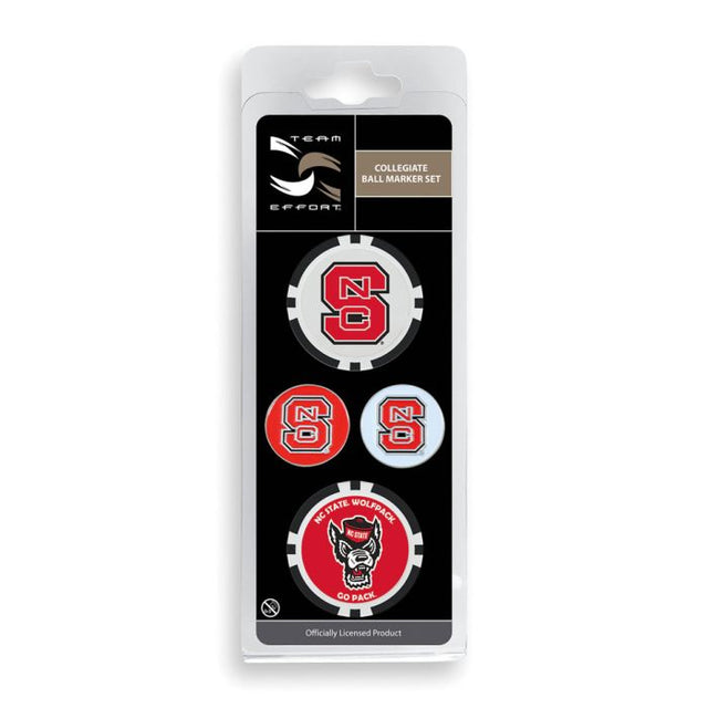 Juego de cuatro marcadores de pelota NC State Wolfpack