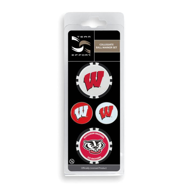 Juego de cuatro marcadores de pelota de los Wisconsin Badgers