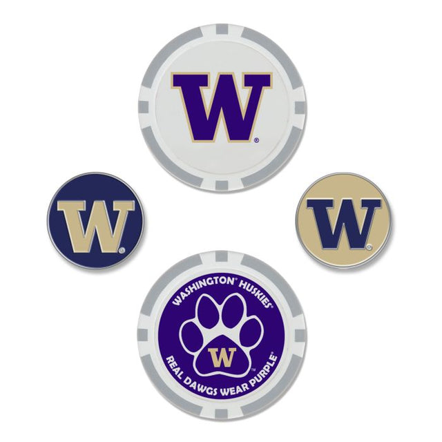 Juego de cuatro marcadores de pelota de Washington Huskies