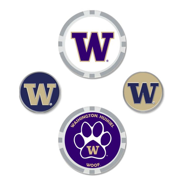 Juego de cuatro marcadores de pelota de Washington Huskies