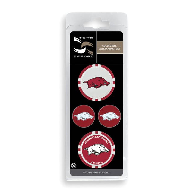 Juego de cuatro marcadores de pelota de Arkansas Razorbacks