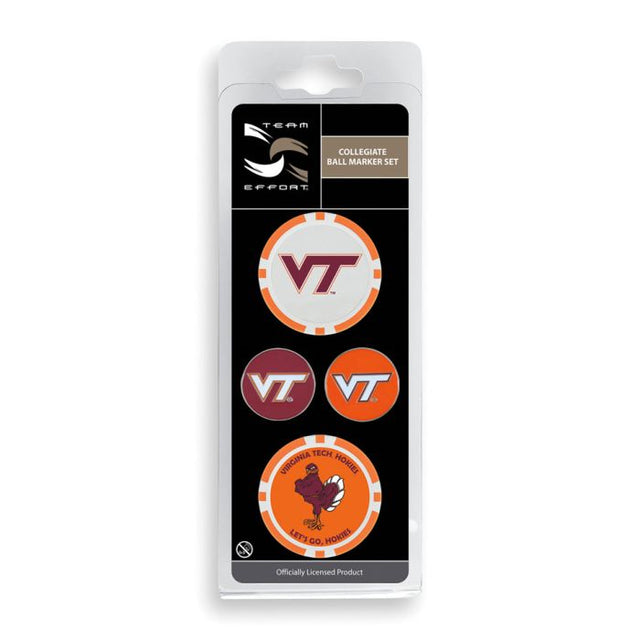 Juego de cuatro marcadores de pelota de Virginia Tech Hokies