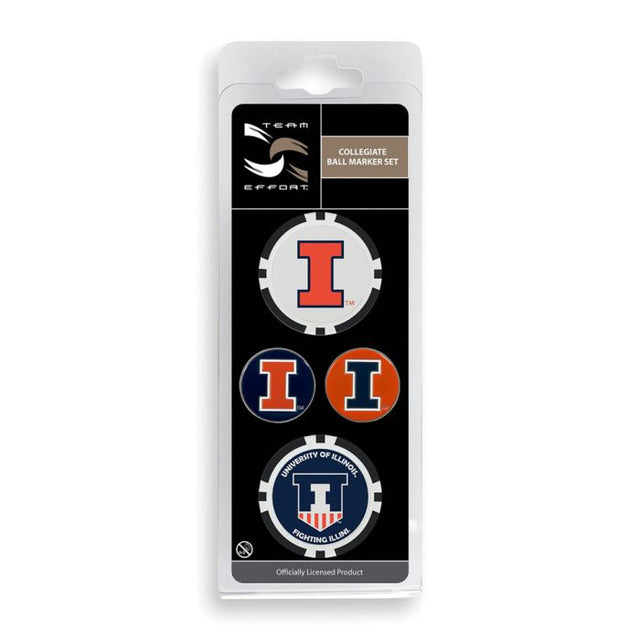 Juego de cuatro marcadores de bolas de Illinois Fighting Illini