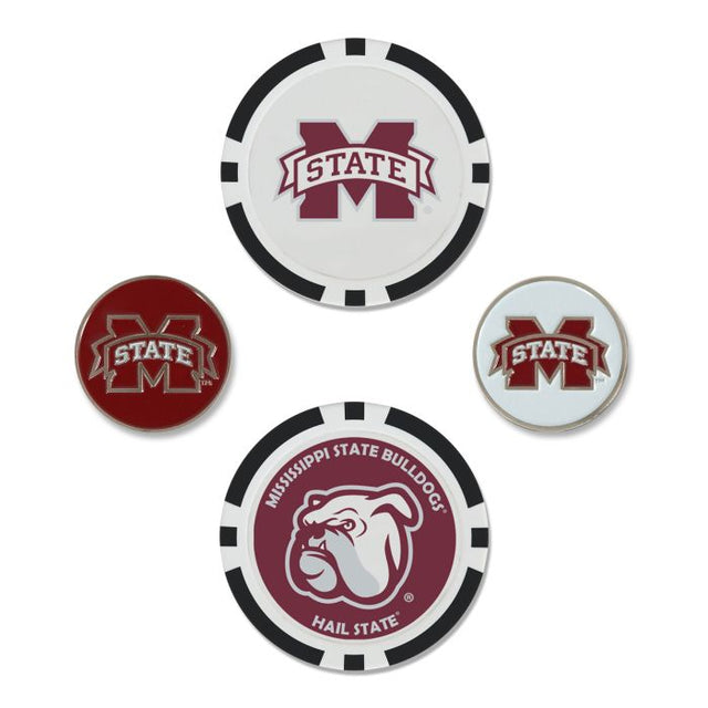 Juego de cuatro marcadores de pelota de Mississippi State Bulldogs