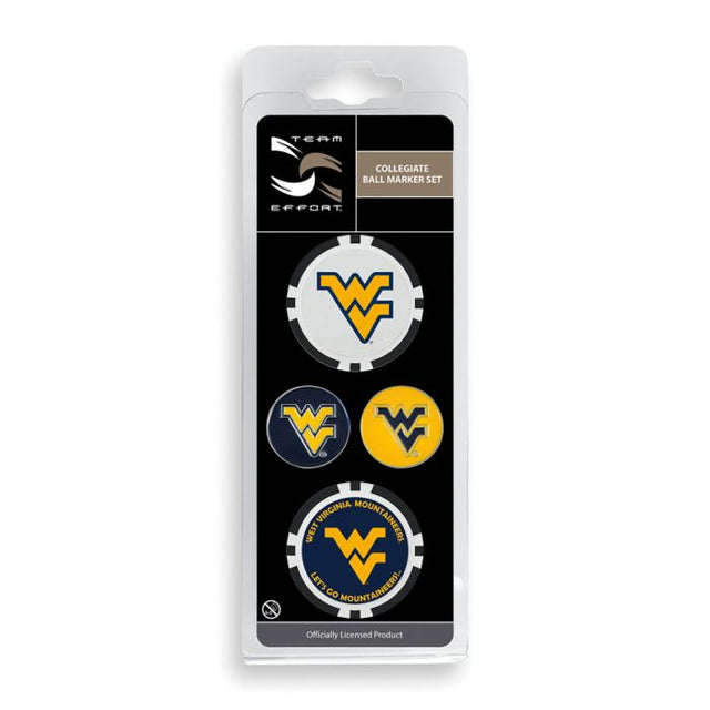 Juego de cuatro marcadores de pelota de los West Virginia Mountaineers