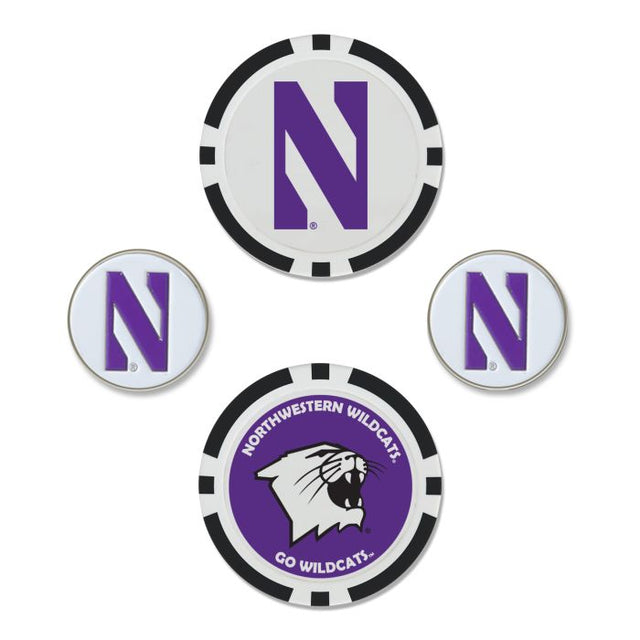 Juego de cuatro marcadores de pelota de los Northwestern Wildcats