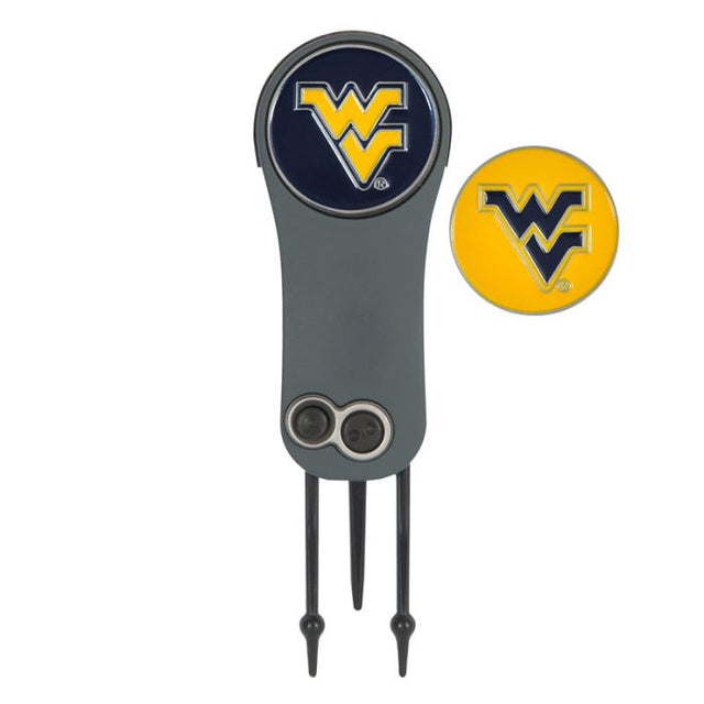 Herramienta y marcadores para reparar navajas automáticas de West Virginia Mountaineers