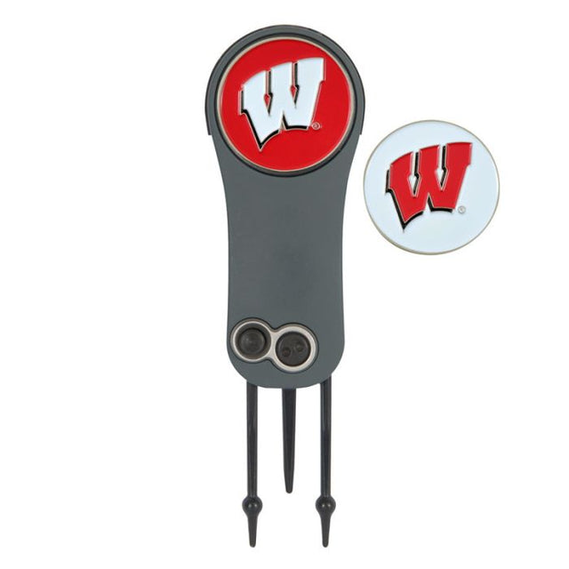 Herramienta y marcadores para reparar navajas automáticas de Wisconsin Badgers