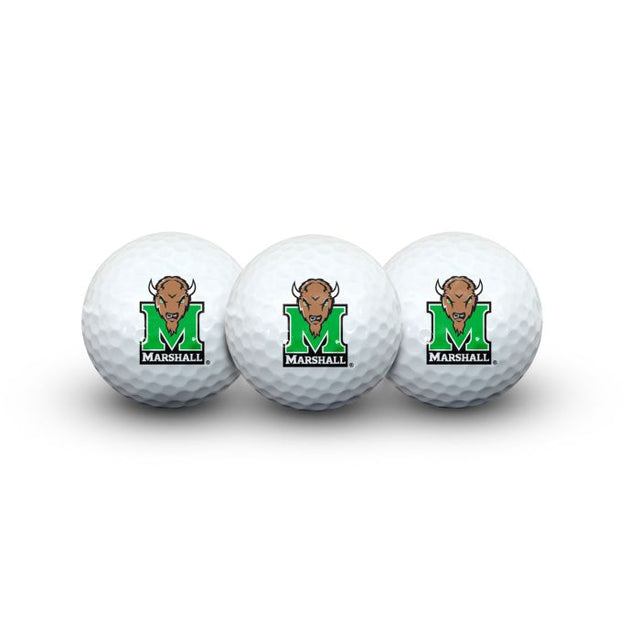 Pelotas de golf Marshall Thundering Herd 3 en estuche tipo concha