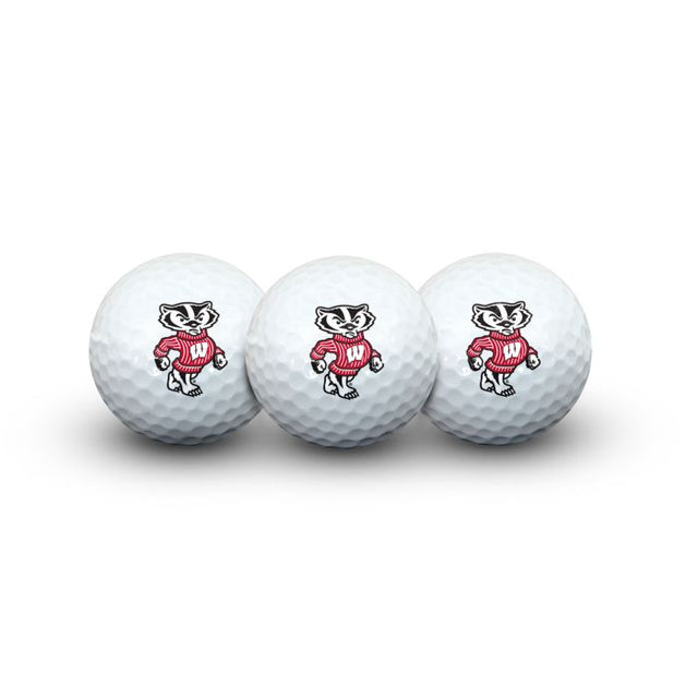 3 pelotas de golf de Wisconsin Badgers en estuche tipo concha