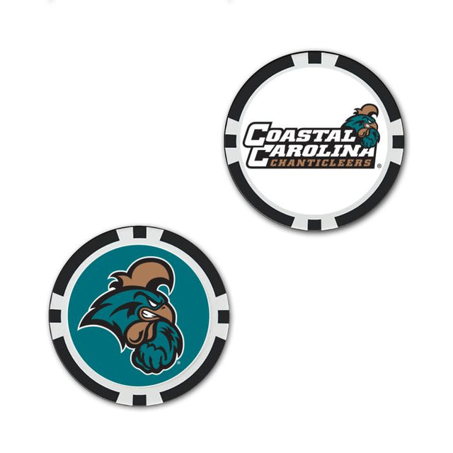 Marcador de bola con fichas de póquer Coastal Carolina Chanticleers - Marcador de bola individual de gran tamaño