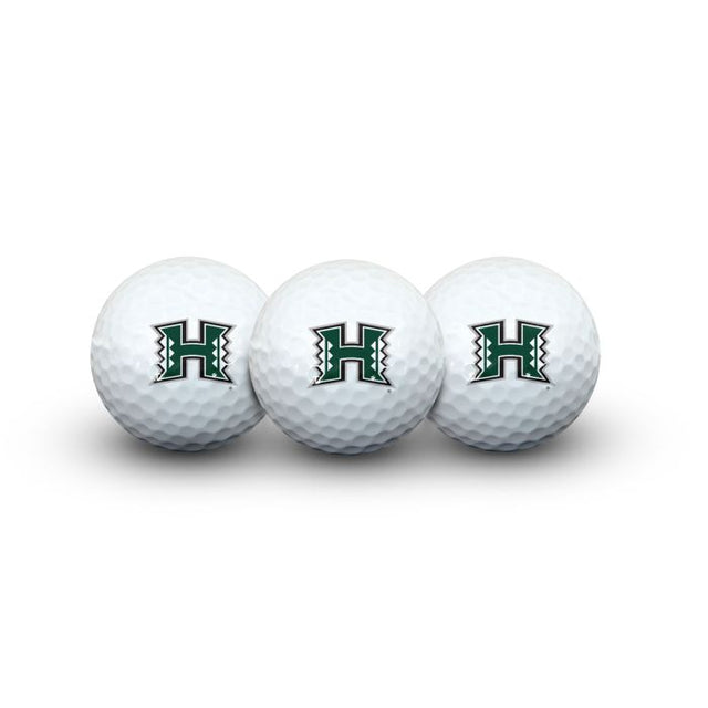 3 pelotas de golf Hawaii Warriors en estuche tipo concha