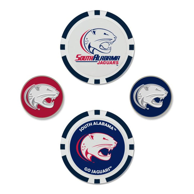 Juego de cuatro marcadores de pelota de los South Alabama Jaguars