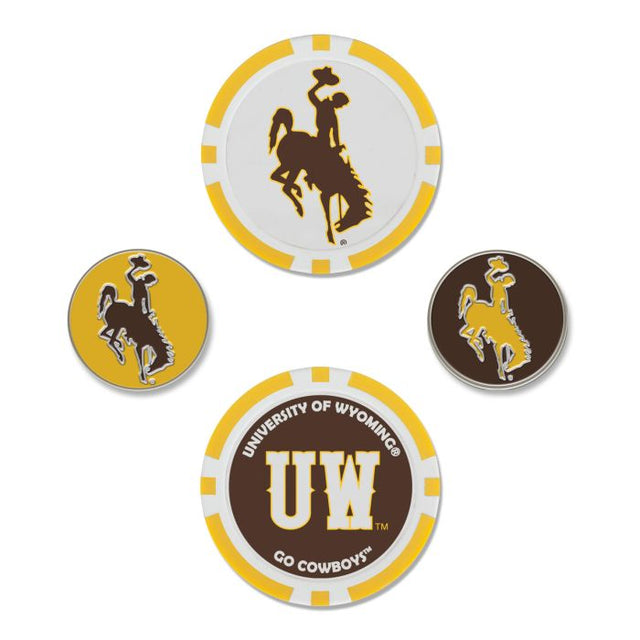 Juego de cuatro marcadores de pelota de los Wyoming Cowboys