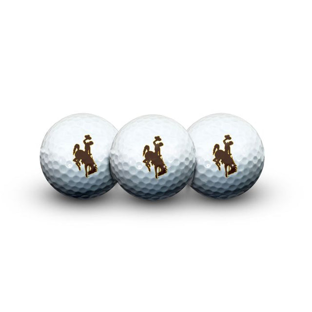 3 pelotas de golf de los Wyoming Cowboys en estuche tipo concha