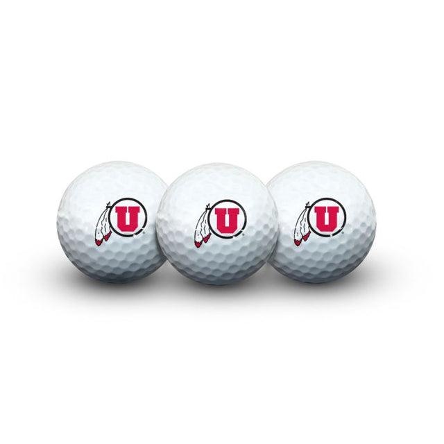 Pelotas de golf Utah Utes 3 en estuche tipo concha