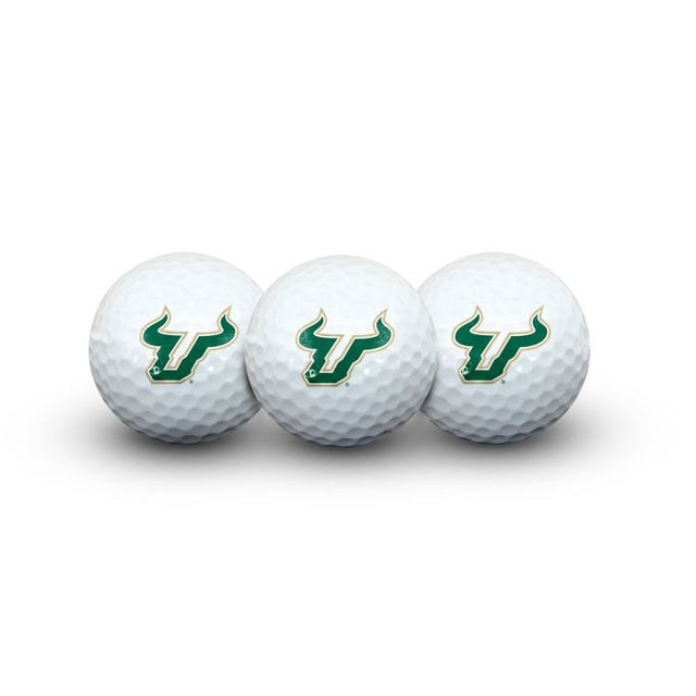 3 pelotas de golf de los South Florida Bulls en estuche tipo concha