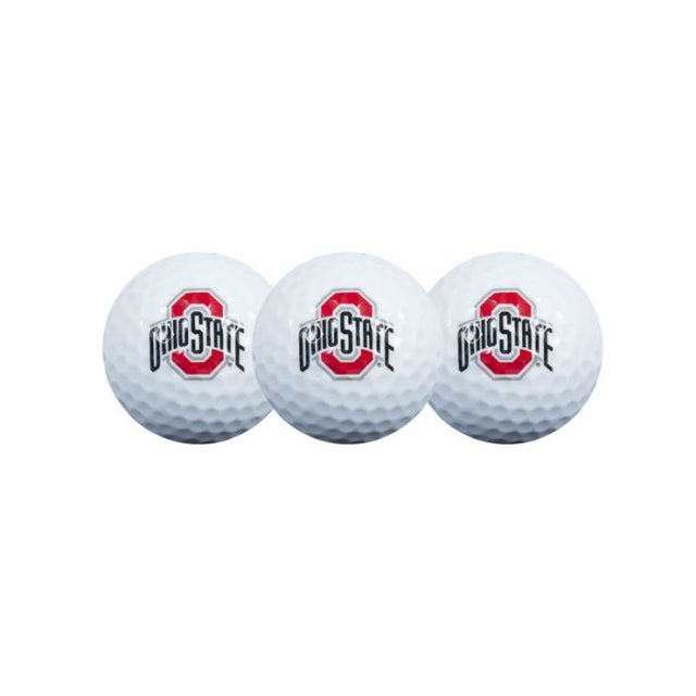 3 pelotas de golf en estuche tipo concha de los Ohio State Buckeyes