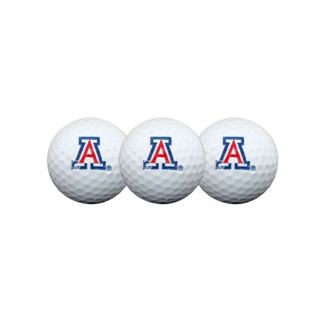 3 pelotas de golf de los Arizona Wildcats en estuche tipo concha