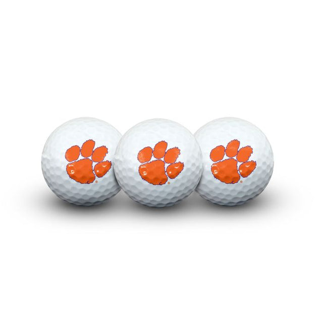 3 pelotas de golf Clemson Tigers en estuche tipo concha