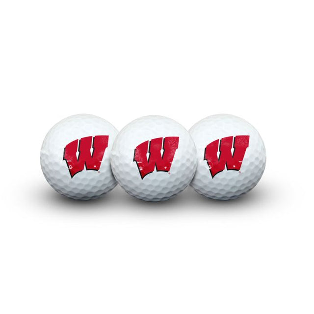 3 pelotas de golf de Wisconsin Badgers en estuche tipo concha