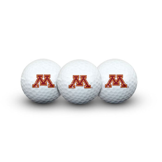 3 pelotas de golf Minnesota Golden Gophers en estuche tipo concha