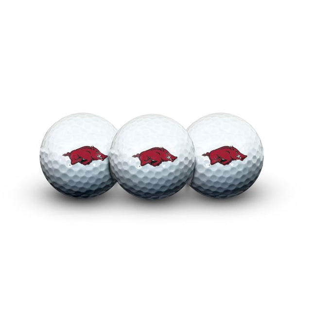 3 pelotas de golf Arkansas Razorbacks en estuche tipo concha