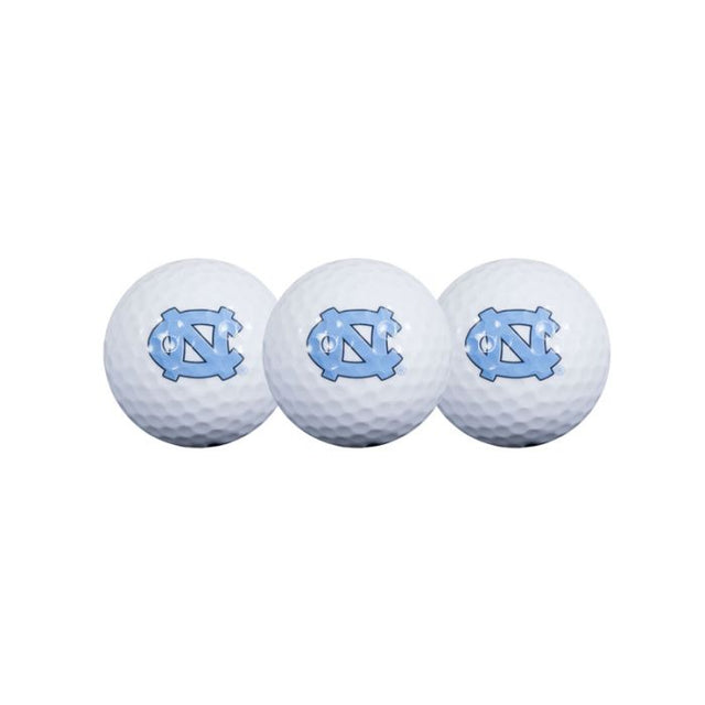 Pelotas de golf Tar Heels 3 de Carolina del Norte en estuche tipo concha