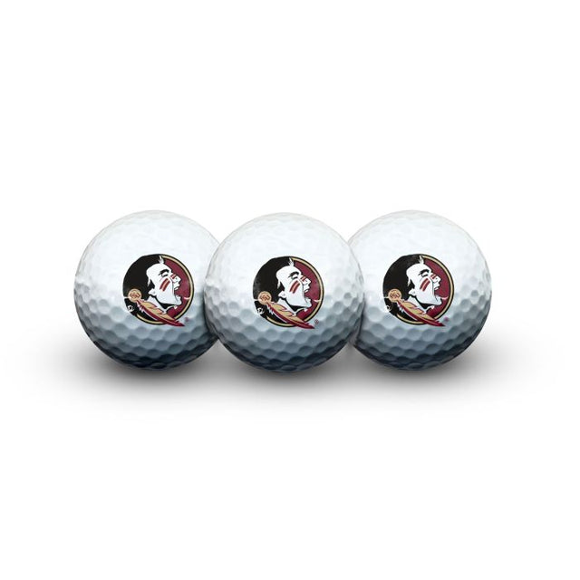 3 pelotas de golf de los Florida State Seminoles en estuche tipo concha