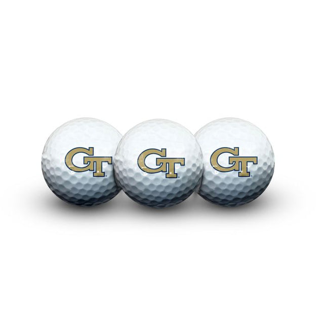 3 pelotas de golf en estuche de plástico de los Georgia Tech Yellow Jackets