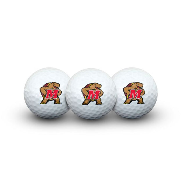 3 pelotas de golf Maryland Terrapins en estuche tipo concha