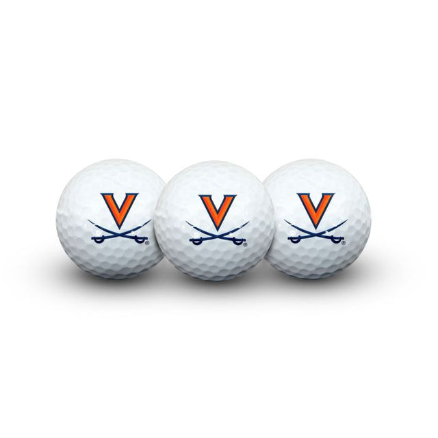 3 pelotas de golf de los Virginia Cavaliers en estuche tipo concha