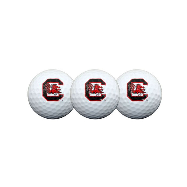 3 pelotas de golf de los Gamecocks de Carolina del Sur en estuche tipo concha