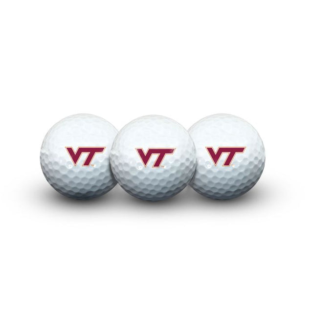 3 pelotas de golf de Virginia Tech Hokies en estuche tipo concha