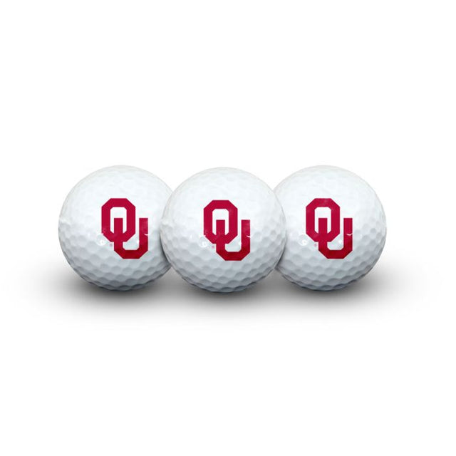 3 pelotas de golf de los Oklahoma Sooners en estuche tipo concha