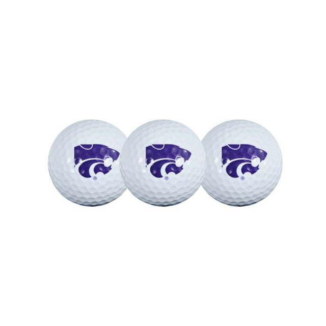 3 pelotas de golf de Kansas State Wildcats en estuche tipo concha