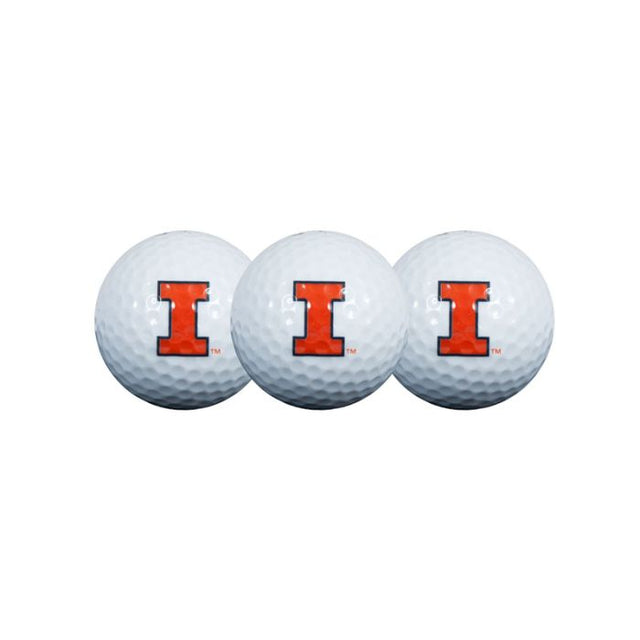 Pelotas de golf de Illinois Fighting Illini 3 en estuche tipo concha