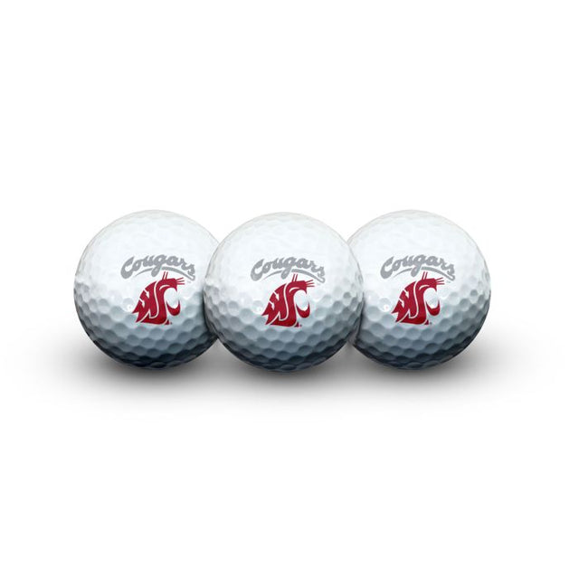 3 pelotas de golf de los Washington State Cougars en formato concha