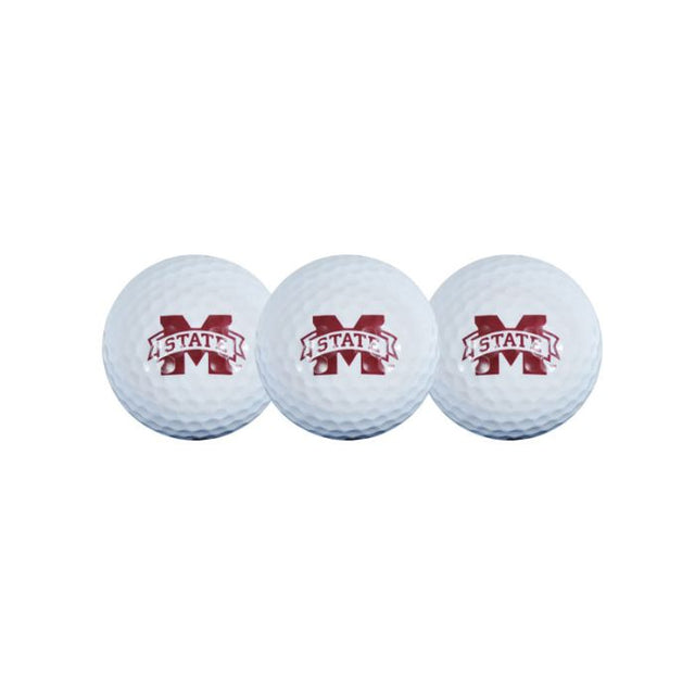 3 pelotas de golf de Mississippi State Bulldogs en estuche tipo concha