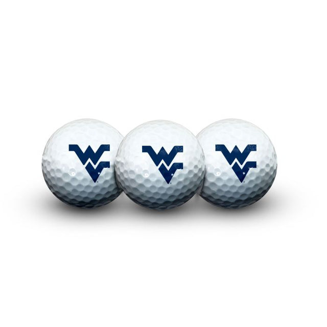 3 pelotas de golf de West Virginia Mountaineers en estuche tipo concha