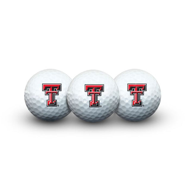 3 pelotas de golf Texas Tech Red Raiders en estuche tipo concha