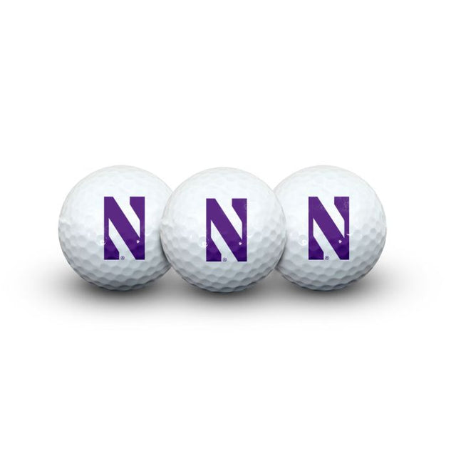 Pelotas de golf Northwestern Wildcats 3 en estuche tipo concha