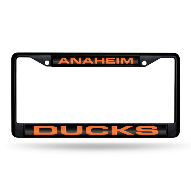 Marco para matrícula de 12 x 6 con cromo láser negro de los Anaheim Ducks