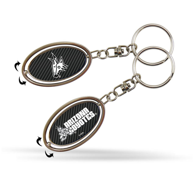 Arizona Coyotes - Carbon Fiber Design - Oval Spinner Keychain