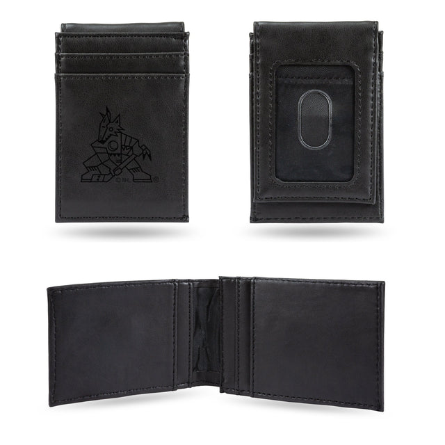 Arizona Coyotes Laser Engraved Front Pocket Wallet - Black