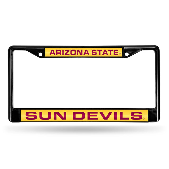 Marco para matrícula de 12 x 6 con cromo láser negro de Arizona State Sun Devils